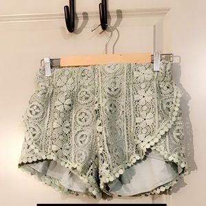 Light green, lace shorts
